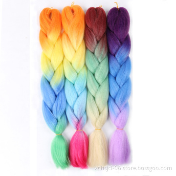 Jumbo Braiding Hair Extensions Braiding Hair 24 Inch Ombre Multiple Tone Colored Synthetic Hair for Women